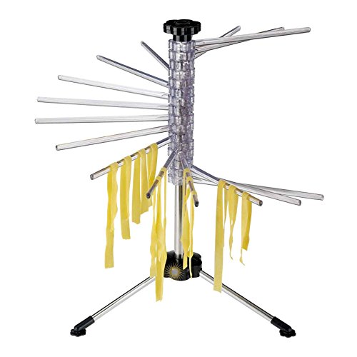 Westmark Nudeltrockner/Nudelständer, mit 16 Stäben, zusammenklappbar, Kunststoff/Rostfreier Edelstahl, Höhe: 47 cm, Pasta-Tree, Silber/Transparent, 61332260 von Westmark