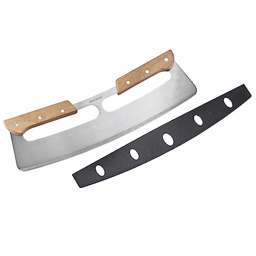 Westmark Pizza-Schneid-/Wiegemesser Pro, 35 cm, inkl. Klingenschutz, extra scharfe Klinge, ergonomischer Holzgriff, Edelstahl/Kunststoff/Holz, 13262260 von Westmark