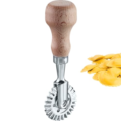 Westmark Ravioli Ausstecher/Teigrad Sofia – Praktisches Teigrädchen zum Ausstechen von selbstgemachten Nudeln und Gebäckteig, Rad ø 39 mm – Zink, Buchenholz von Westmark