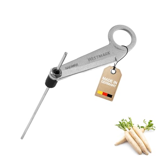 Westmark Rettich-/Spiralschneider mit langem Zentrierstab, Länge: 24 cm, Rostfreie Edelstahlklinge/Aluminium, Silber/Grau, 51302260, Einzeln von Westmark