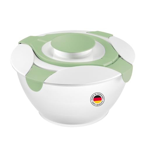 Westmark Salatbutler/-schüssel mit Tragegriffen und Dressing-Behälter, Fassungsvermögen: 6,5 Liter, Kunststoff, Praktika, Transparent/Weiß/Mint-Grün, 2422227M von Westmark