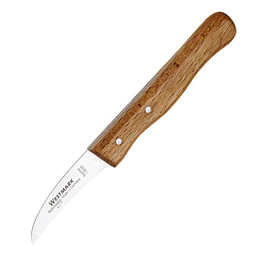 Westmark Schäl-/Küchenmesser, mit gebogener Klinge, Länge: 15,4 cm, Rostfreier Edelstahl/Holz, Greta, Silber/Hellbraun, 10952280 von Westmark