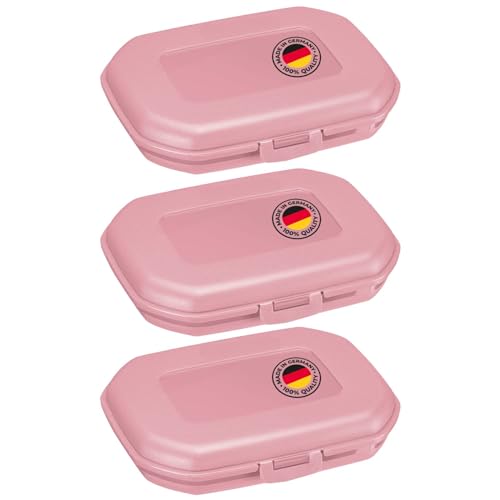 Westmark 3 Brotdosen/Snackboxen -Mini- 300 ml, mit Klick-Verschluss, Höhe: je ca. 3,7 cm, Kunststoff, Rosa, 235122EP von Westmark