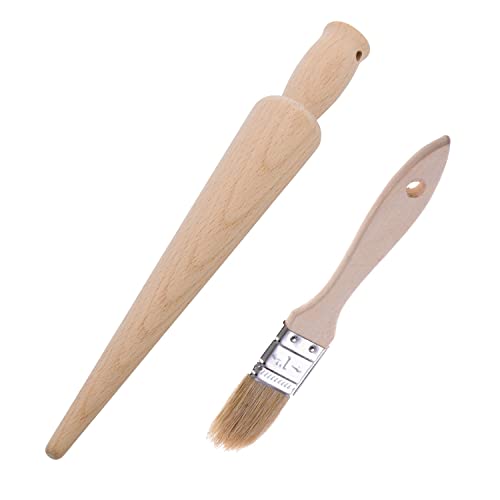 Westmark Set: 1 Waffel-/Eiserhörnchenformer + 1 Backpinsel, Holz, Hellbraun, Woody, 300522E6 von Westmark