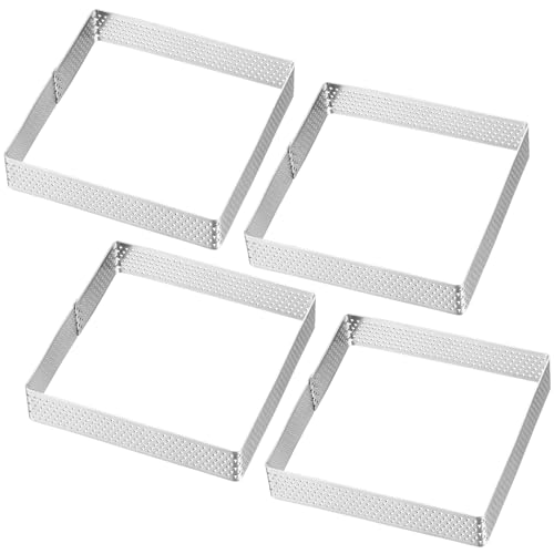 Westmark Tartelette-Rahmen 4 Stk. – Perfekte Tarte- und Quicheformen – Gleichmäßiges Backergebnis dank Perforation – Silber, 10x10 cm Westmark Tartelette-Rahmen 4 Stk. – Perfekte Tarte- und Quicheformen – Gleichmäßiges Backergebnis dank Perforation – Silber, 10x10 cm von Westmark