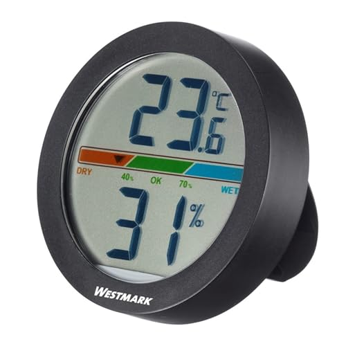 Westmark Thermometer + Hygrometer – Für Präzise Messung von Feuchtigkeit und Temperatur in Innenräumen, ideal für Weinkeller, Gewächshaus und Kühlschrank – Kunststoff, LED-Display von Westmark