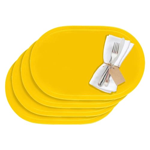 Westmark Platzsets abwaschbar - Tischset in verschiedenen Farben erhältlich - Platzset rund - 45,5 x 29 cm - 4er Pack Vinyl (Gelb) von Westmark