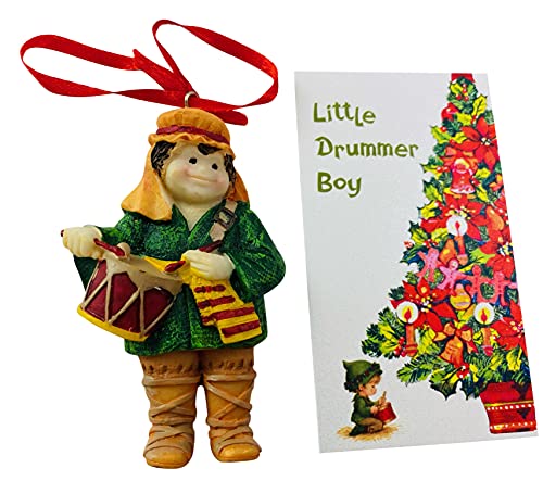Little Drummer Boy Ornament-Set zum Aufhängen, Weihnachtsbaumschmuck mit Geschichtenkarten-Set von Westmon Works
