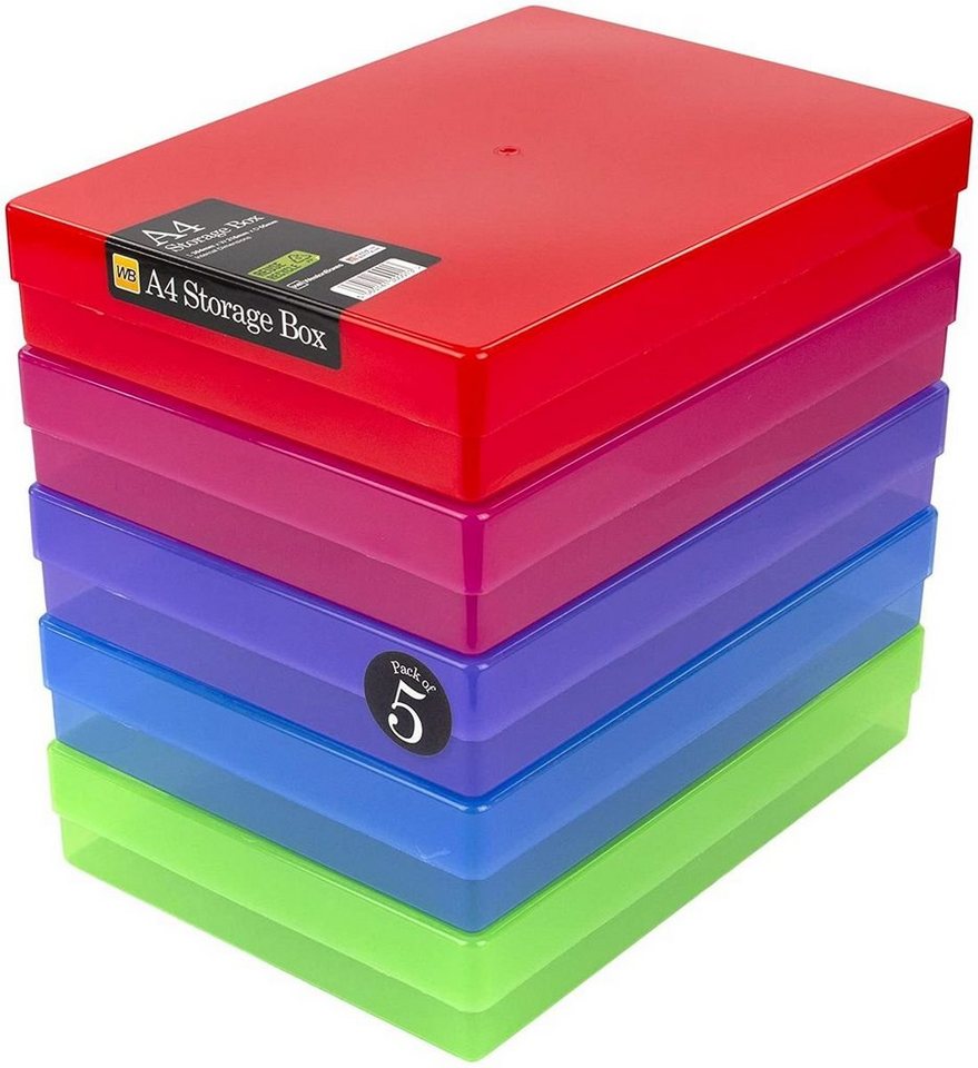 WestonBoxes Aufbewahrungsbox 5 Stück Variocolors DIN A4 Aufbewahrungsbox farbig transparent 312x225x57mm (10 St) von WestonBoxes