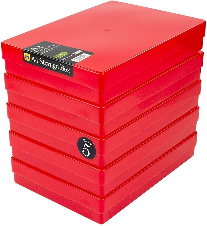 WestonBoxes Aufbewahrungsbox A4 Aufbewahrungsbox Rot-Transparent (5 St) von WestonBoxes