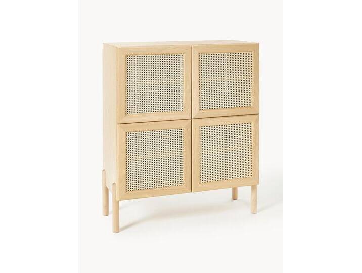 Eichenholz-Highboard Jolie mit Wiener Geflecht von Westwing-Collection