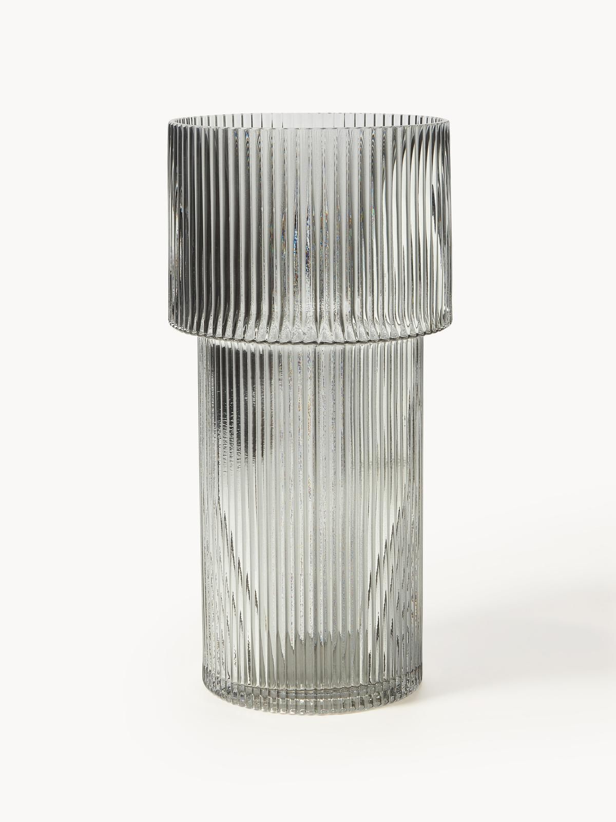 Glas-Vase Lija mit geriffelter Oberfläche, H 30 cm von Westwing Collection