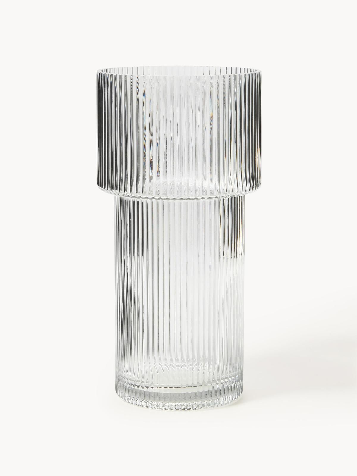 Glas-Vase Lija mit geriffelter Oberfläche, H 30 cm von Westwing Collection