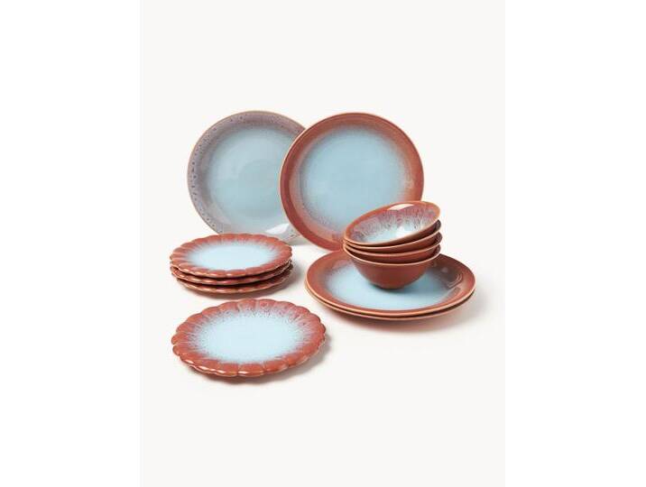 Handgefertigtes Geschirr-Set Marguerite, 4 Personen, 12er-Set von Westwing-Collection