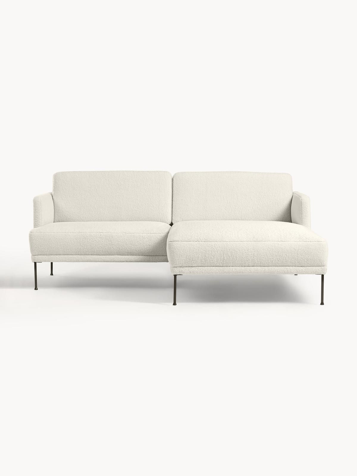 Kleines Ecksofa Fluente aus Teddystoff von Westwing Collection