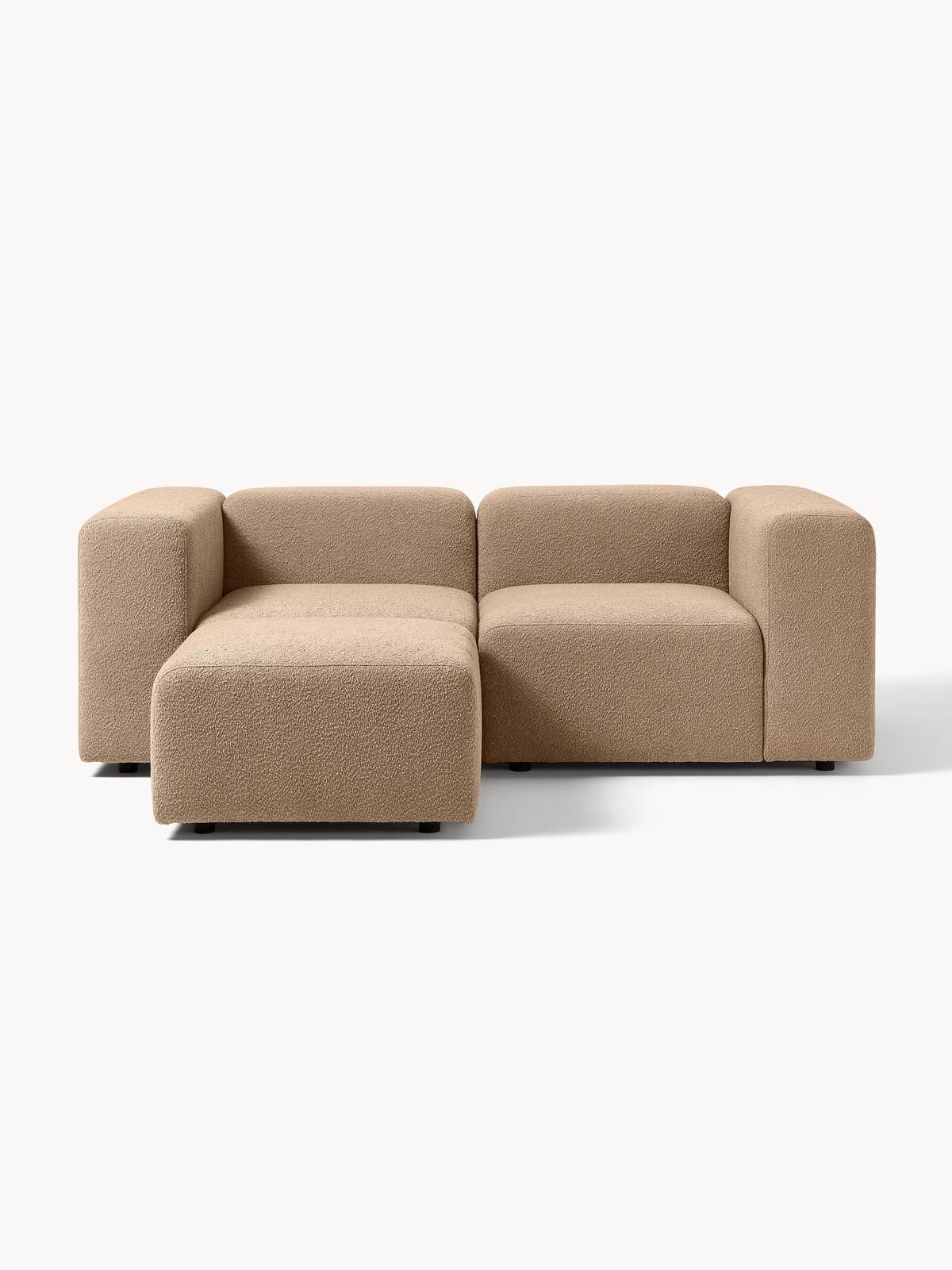 Modulares Bouclé-Sofa Lena (3-Sitzer) mit Hocker von Westwing Collection