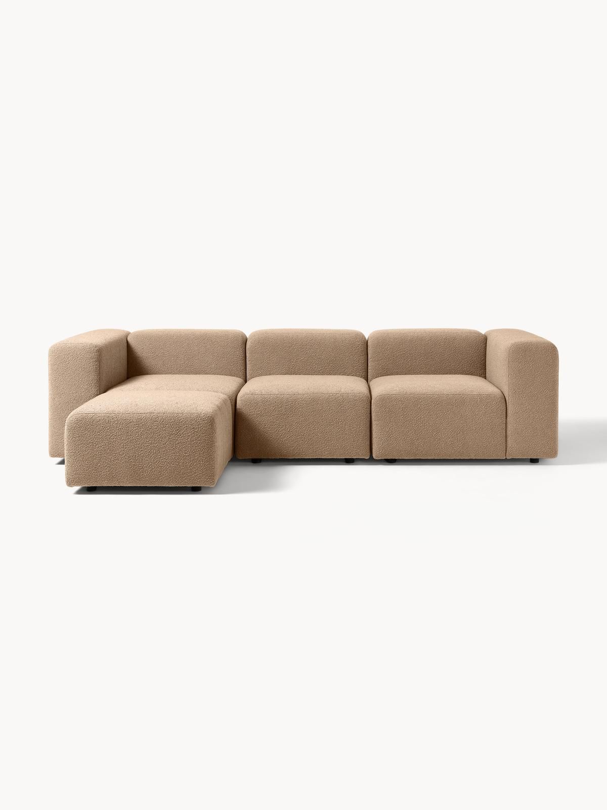 Modulares Bouclé-Sofa Lena (4-Sitzer) mit Hocker von Westwing Collection