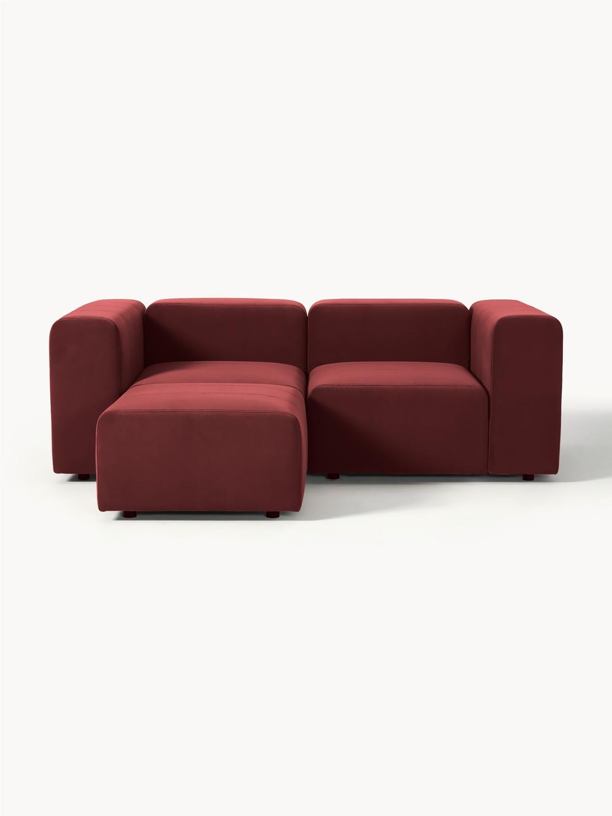 Modulares Samt-Sofa Lena (3-Sitzer) mit Hocker von Westwing Collection