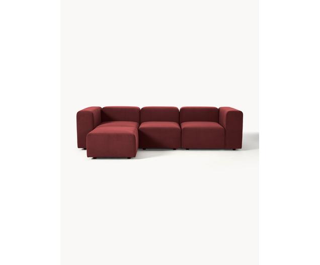 Modulares Samt-Sofa Lena (4-Sitzer) mit Hocker von Westwing Collection