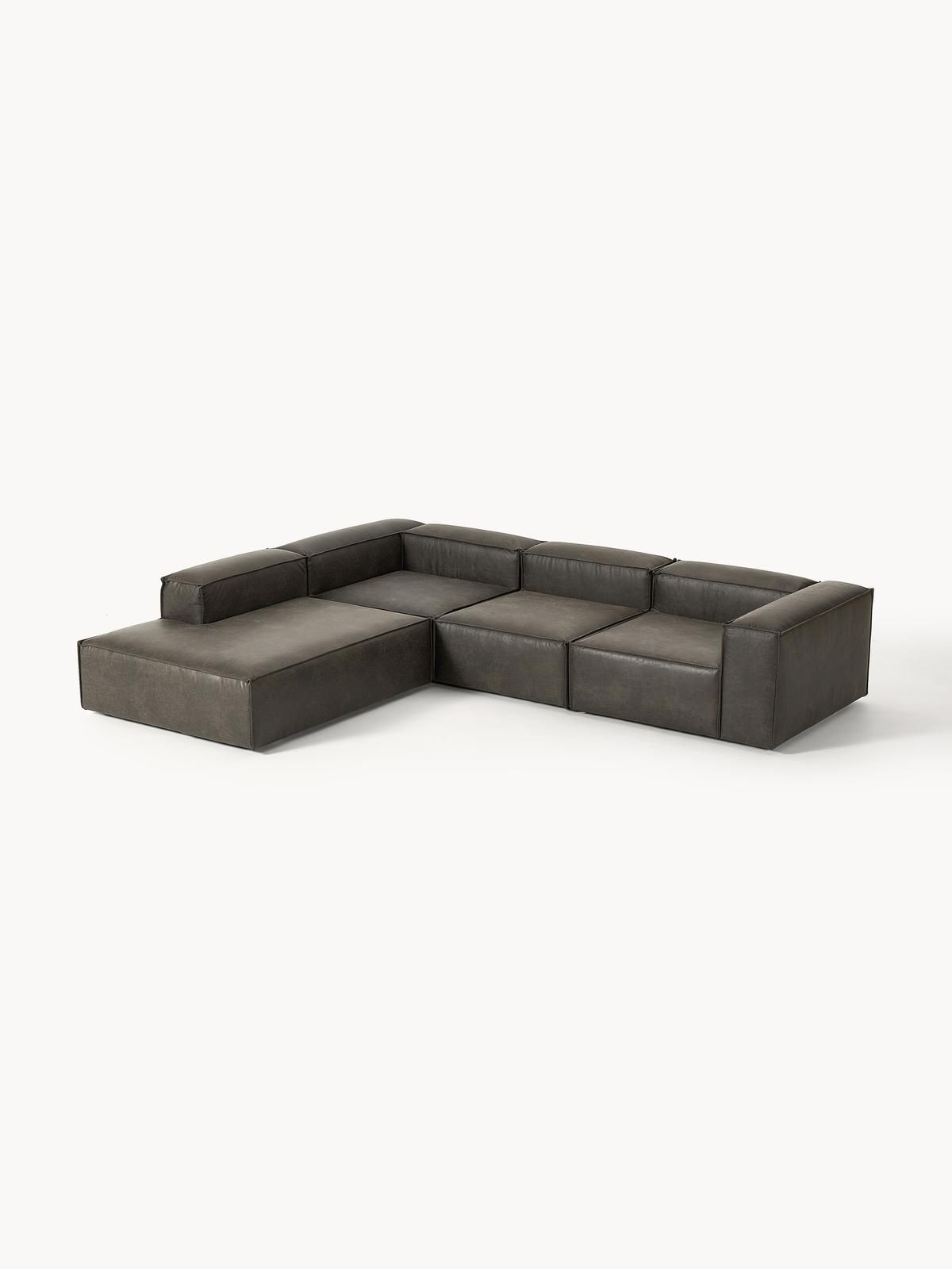 Modulares XL-Ecksofa Lennon aus recyceltem Leder von Westwing Collection