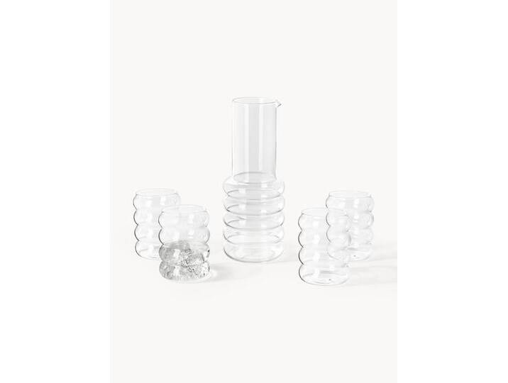 Mundgeblasene Karaffe Bubbly mit Trinkgläsern, 5er-Set von Westwing-Collection