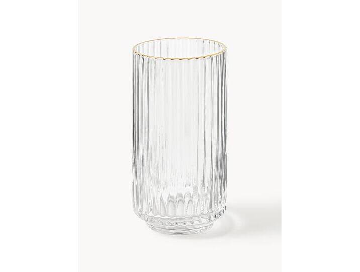 Mundgeblasene Longdrinkgläser Aleo mit goldfarbenem Rand, 4 Stück von Westwing-Collection