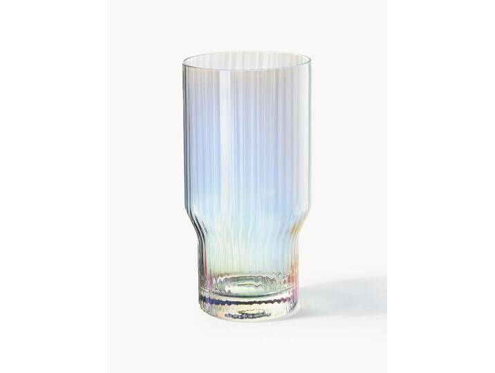 Mundgeblasene Longdrinkgläser Juno mit Rillenrelief und Perlmuttglanz, 4 Stück von Westwing-Collection