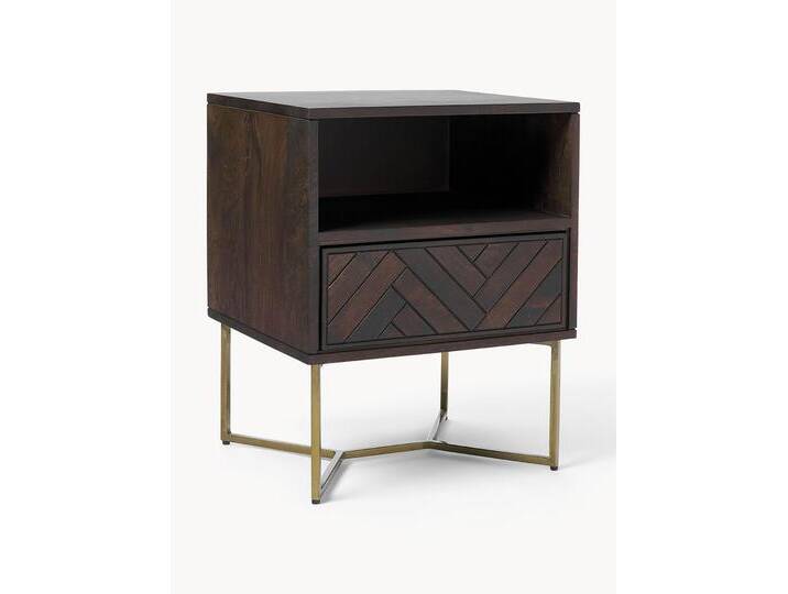 Nachttisch Luca aus Mangoholz mit Fischgrät-Muster von Westwing-Collection