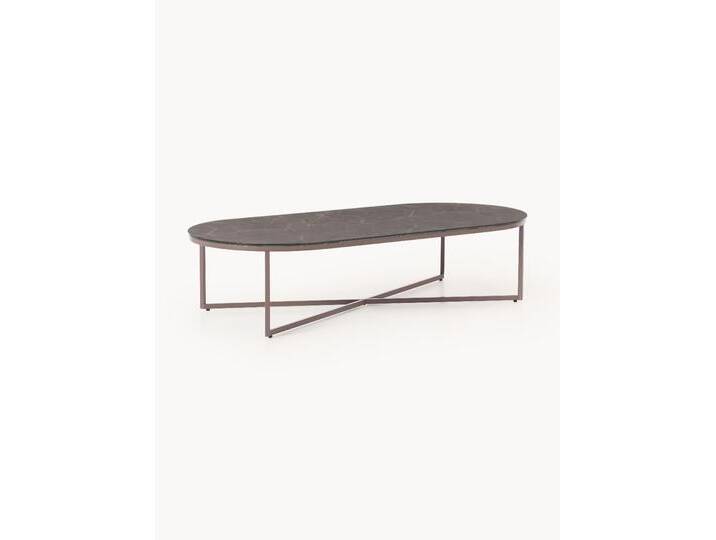 Ovaler Couchtisch Antigua mit Glasplatte in Marmor-Optik von Westwing-Collection