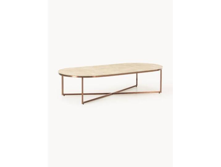 Ovaler Couchtisch Antigua mit Glasplatte in Marmor-Optik von Westwing-Collection