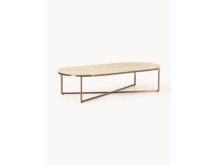 Ovaler Couchtisch Antigua mit Glasplatte in Marmor-Optik von Westwing-Collection