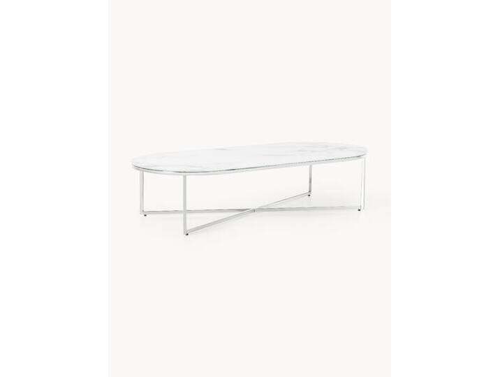 Ovaler Couchtisch Antigua mit Glasplatte in Marmor-Optik von Westwing-Collection