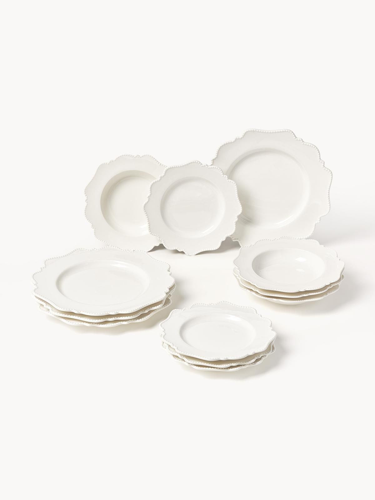 Porzellan-Geschirr-Set Grace, 4 Personen (12-tlg.) von Westwing Collection