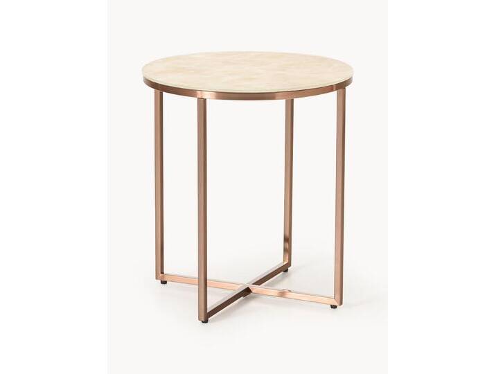 Runder Beistelltisch Antigua mit Glasplatte in Marmor-Optik von Westwing-Collection