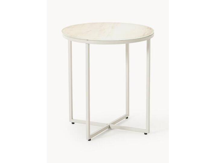 Runder Beistelltisch Antigua mit Glasplatte in Marmor-Optik von Westwing-Collection