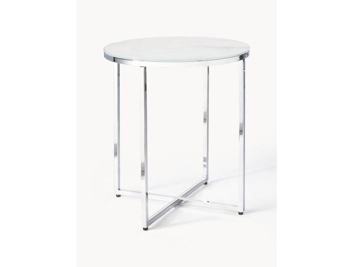 Runder Beistelltisch Antigua mit Glasplatte in Marmor-Optik von Westwing-Collection