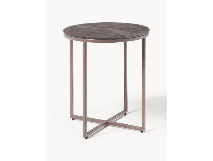 Runder Beistelltisch Antigua mit Glasplatte in Marmor-Optik von Westwing-Collection