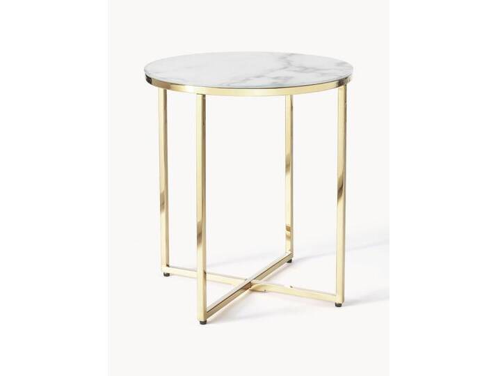 Runder Beistelltisch Antigua mit Glasplatte in Marmor-Optik von Westwing-Collection