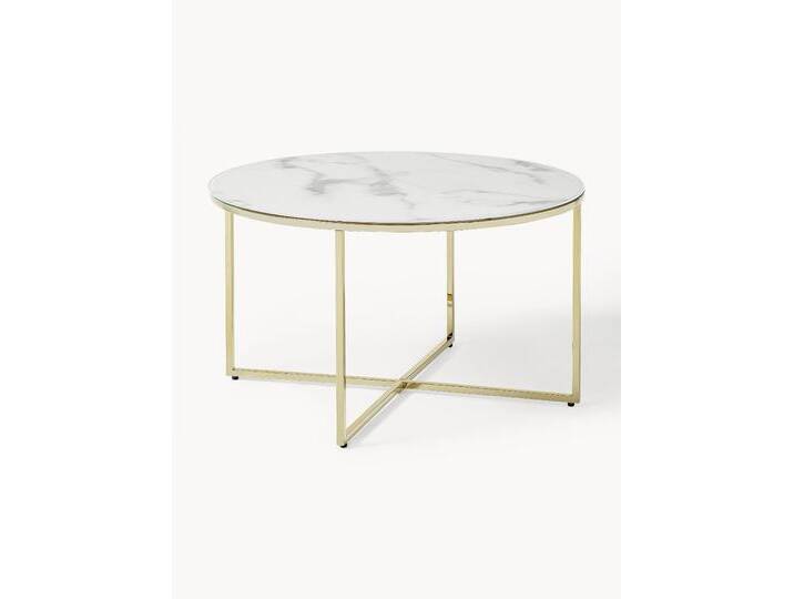 Runder Couchtisch Antigua mit Glasplatte in Marmor-Optik von Westwing-Collection