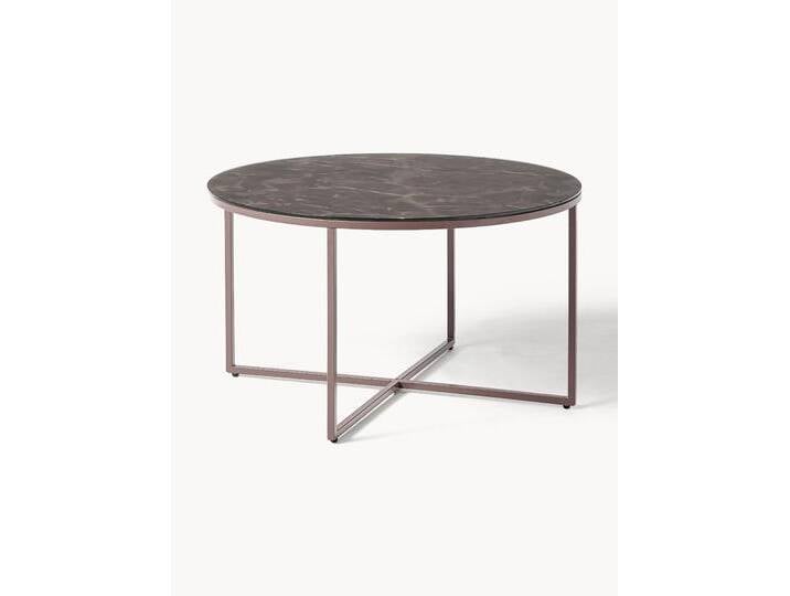 Runder Couchtisch Antigua mit Glasplatte in Marmor-Optik von Westwing-Collection