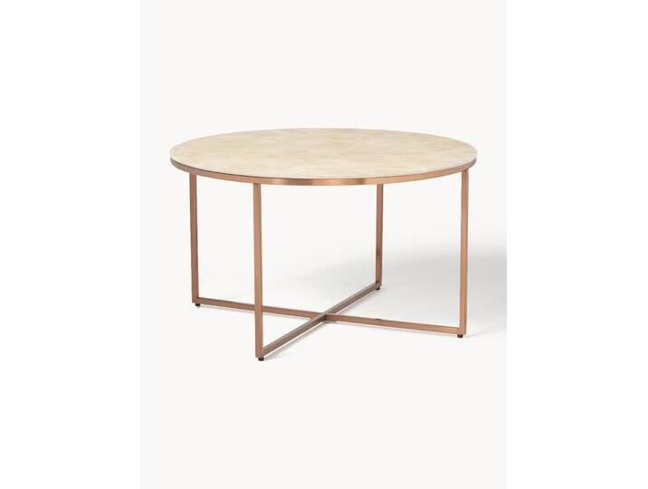 Runder Couchtisch Antigua mit Glasplatte in Marmor-Optik von Westwing-Collection