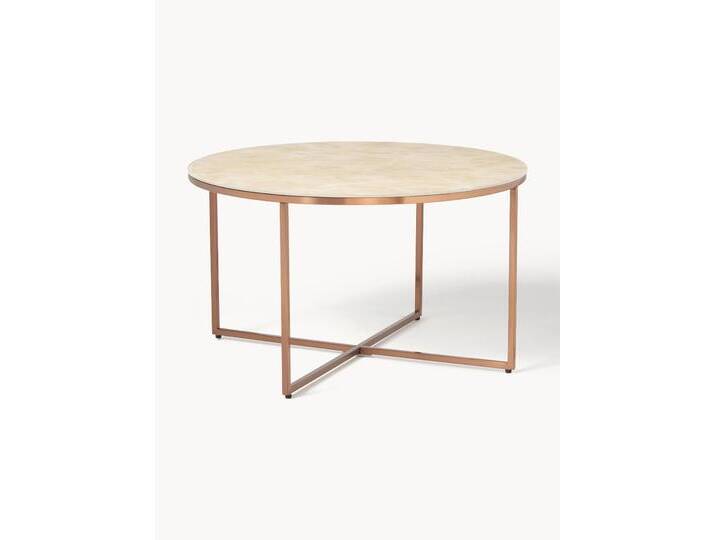 Runder Couchtisch Antigua mit Glasplatte in Marmor-Optik von Westwing-Collection