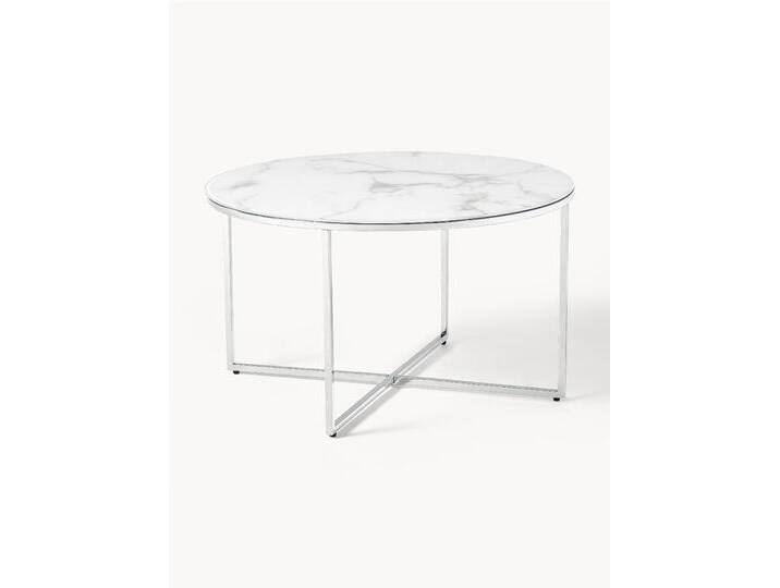 Runder Couchtisch Antigua mit Glasplatte in Marmor-Optik von Westwing-Collection