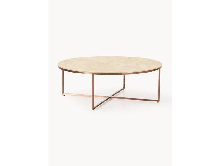 Runder XL-Couchtisch Antigua mit Glasplatte in Marmor-Optik von Westwing-Collection