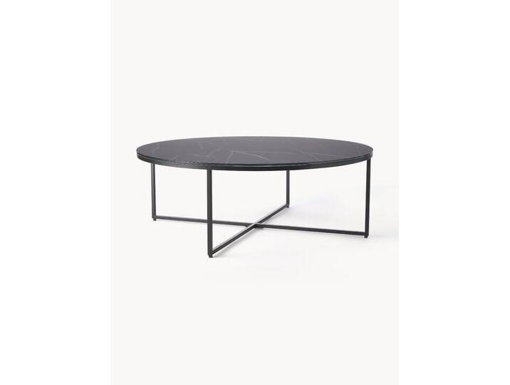 Runder XL-Couchtisch Antigua mit Glasplatte in Marmor-Optik von Westwing-Collection