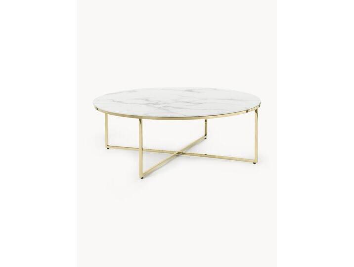 Runder XL-Couchtisch Antigua mit Glasplatte in Marmor-Optik von Westwing-Collection
