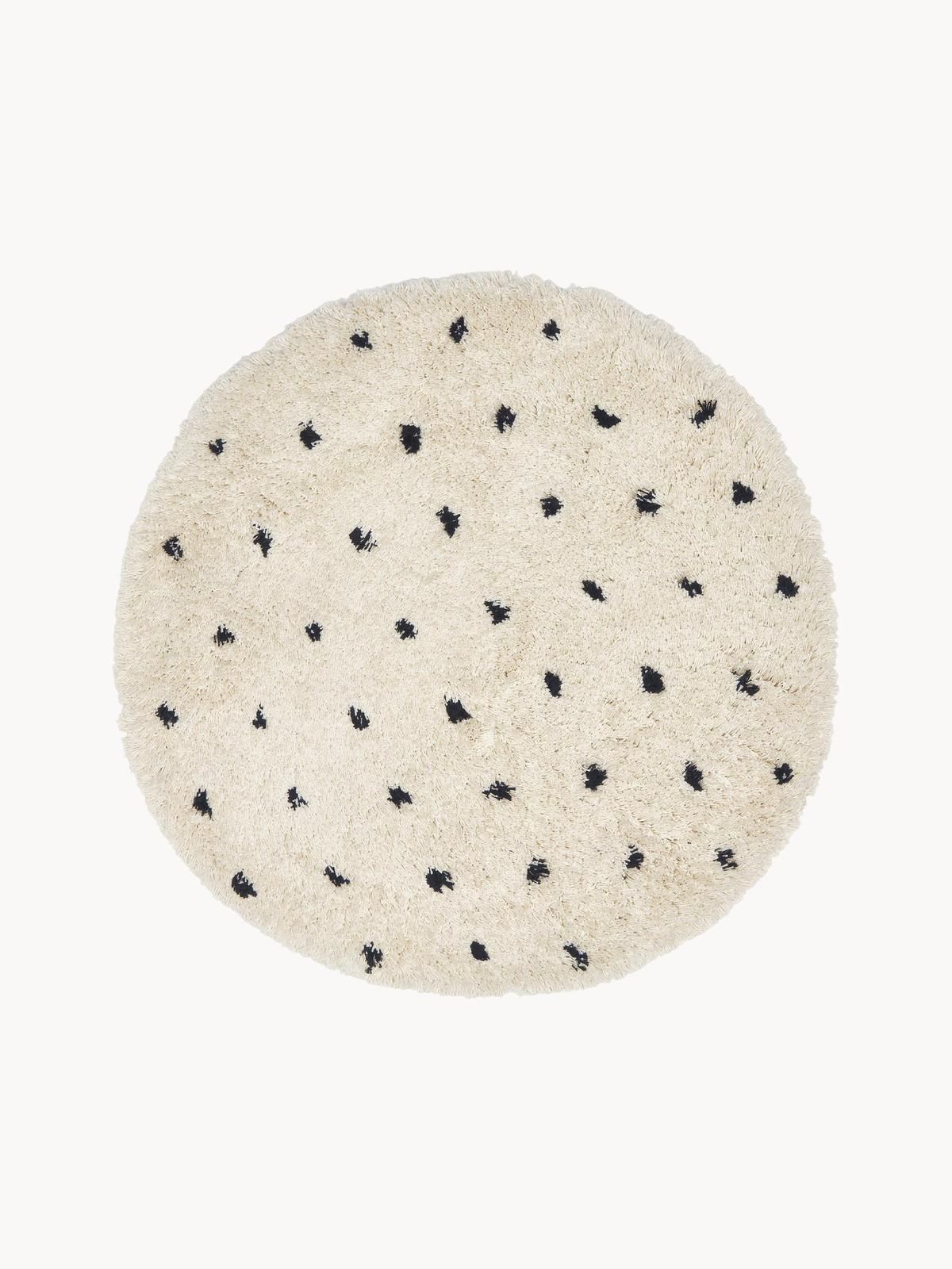 Runder flauschiger Hochflor-Teppich Ayana, gepunktet von Westwing Collection