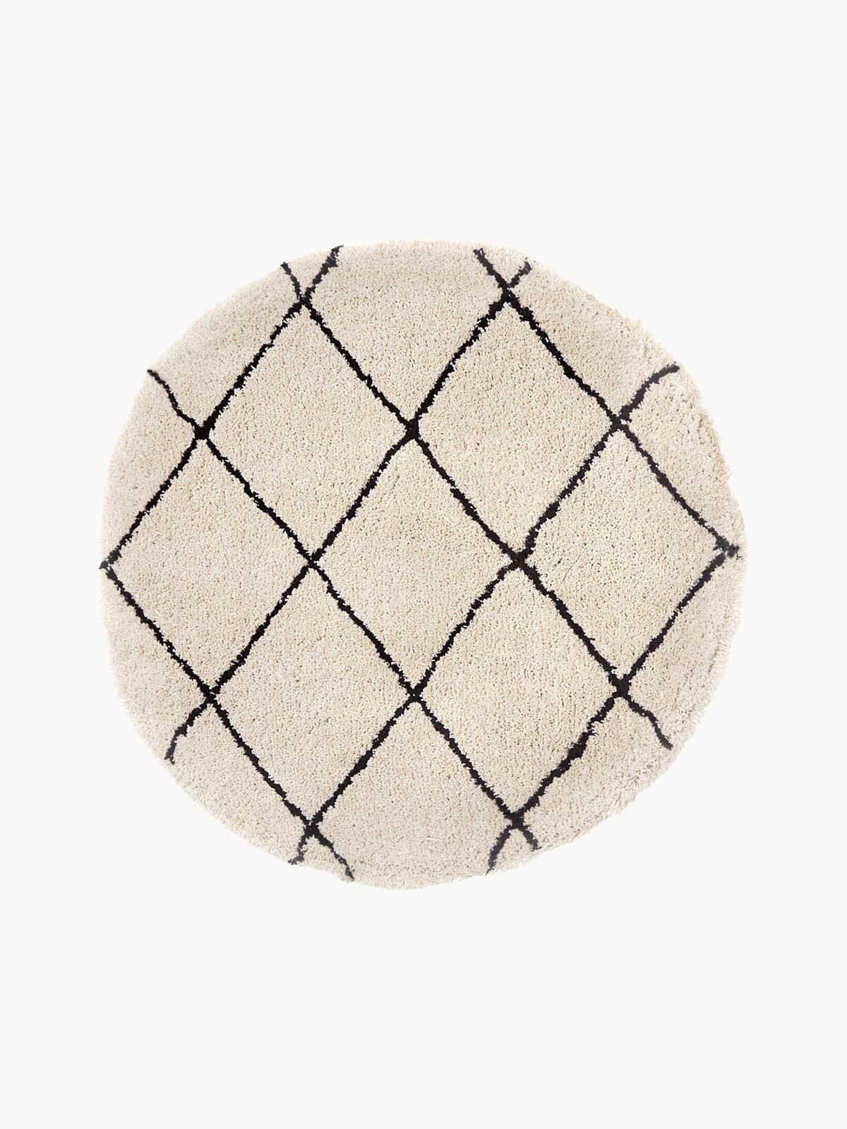Runder flauschiger Hochflor-Teppich Naima, handgetuftet von Westwing Collection