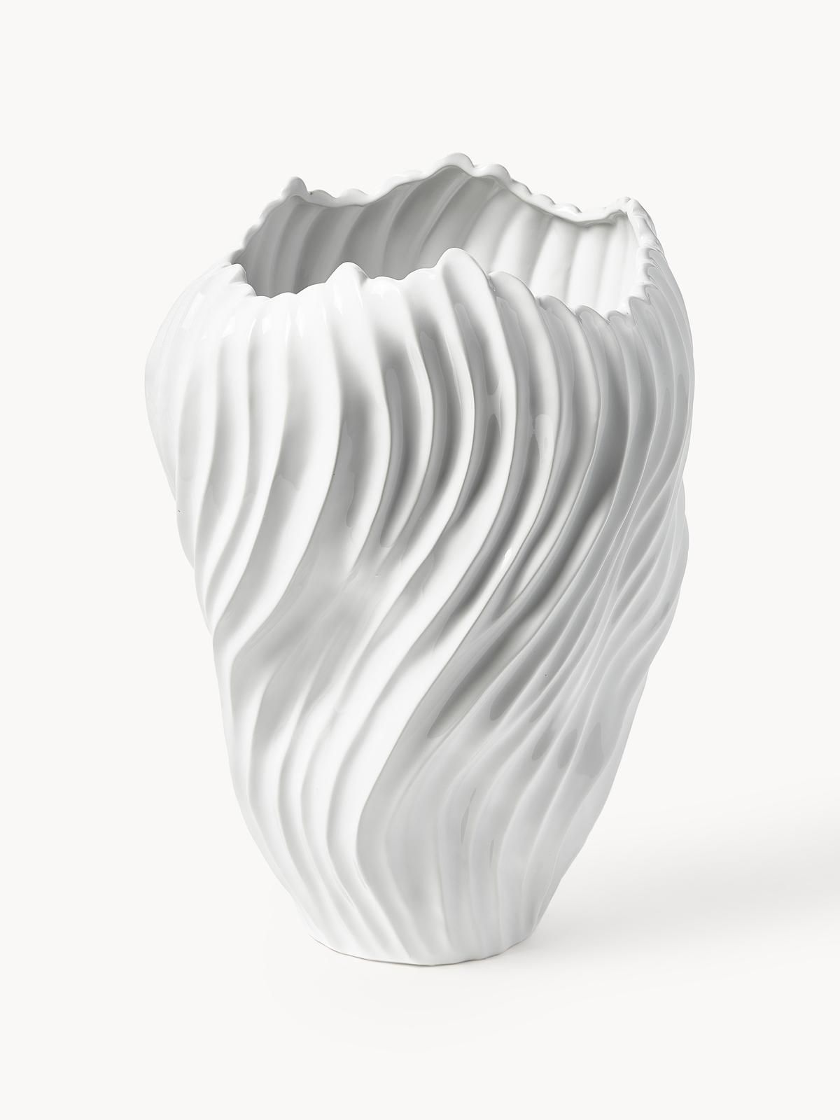 Vase Milazzo mit geriffeltem Twist, H 44 cm von Westwing Collection