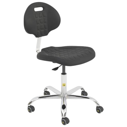 WETEC Arbeitsstuhl PU, ESD (Stuhl PU Polyurethan Antistatisch Drehstuhl Rollen) typischer Ableitwiderstand: Rgp=10^5-10^6 Ohm/Sitzhöhe: 460-585 mm/Farbe: schwarz von Wetec